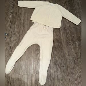 Zara Cream Textured Knit Baby Sweater and footed pant set